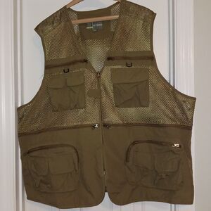 Outdoor Brand Mesh Fishing Vest Green Multi Pocket XXXL Fly Fish Lightweight